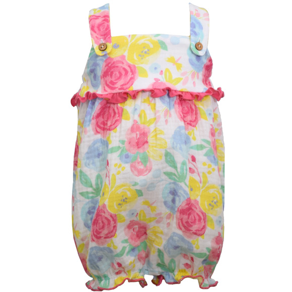 Bonnie Baby Baby Girls Bright Gauze Floral Bubble Ruffle Multi Size 12M 5266 - Picture 1 of 1